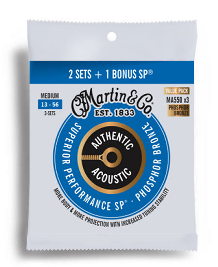 Martin 3PK - SP 92/8 Phosphor Bronze Medium Guitar String Set (13-56)