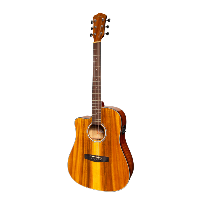 Martinez '51 Series' Left Handed Acoustic-Electric Dreadnought Cutaway Guitar Koa (Gloss)