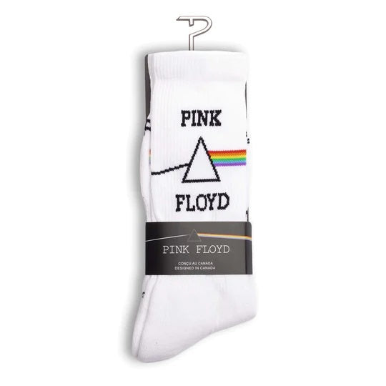 Perris Licensed PINK FLOYD Dark Side of the Moon - Large Crew Socks in White (1-Pair)