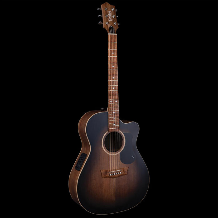 Pratley Premier OM All Solid Blackwood B/S Vintage Black Burst Top cutaway electric