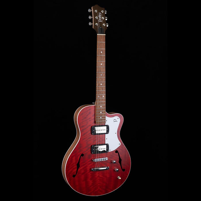 Pratley Electric Semi-Hollow Cherry Red Single CutSD Phat Cat P90 Set