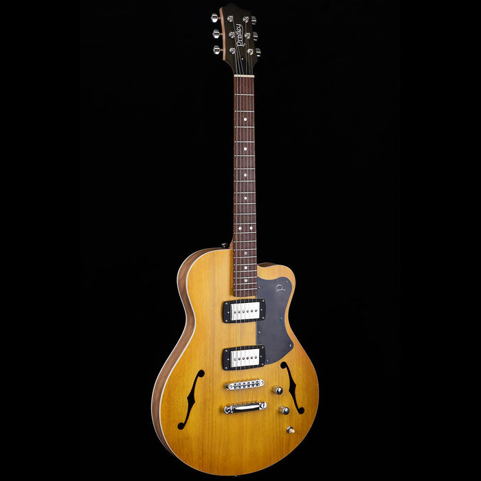 Pratley Electric Semi-Hollow Vintage Yellow Single CutSD Phat Cat P90 Set