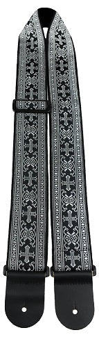 Perris 2.5" Metallic Jacquard Guitar Strap with Silver Crosses