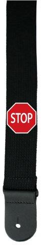 Perris 2" Black Cotton - Stop Sign Guitar Strap with Leather ends