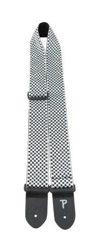 Perris 2" Jacquard Guitar Strap w/ Black & White Checker design & Leather ends