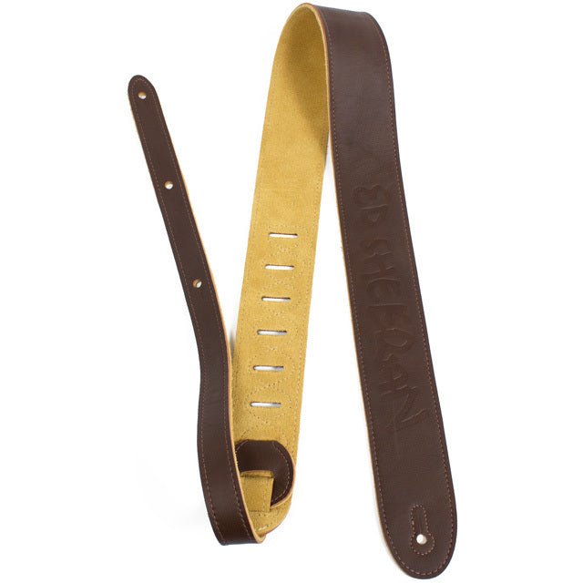 Perris 2" Deluxe Soft Italian Brown Garment Leather - Ed Sheeran Embossed Licensed Guitar Strap