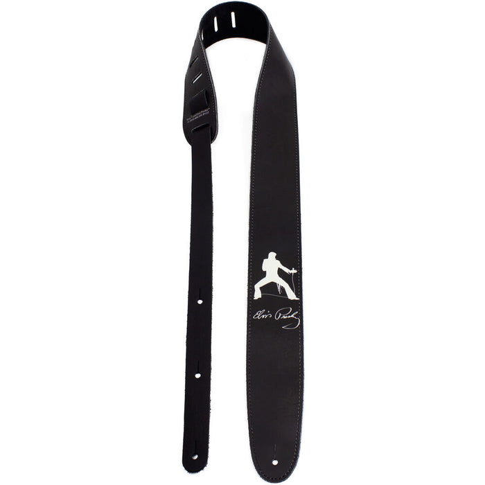 Perris 2.5" Leather Elvis - Silhouette High Res Print on Black Licensed Guitar Strap