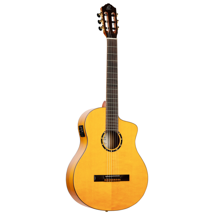 ORTEGA Family Series Pro 4/4 Acoustic Guitar 6 String - Solid Spruce / Cypress Gloss Stain Yellow + Gig Bag