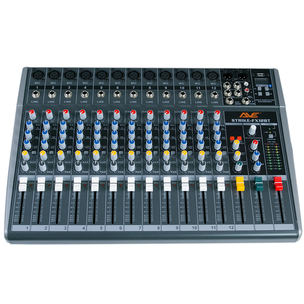 AVE Strike-FX 12 Bluetooth PA Mixer with FX & USB – 12 Channel — Music ...