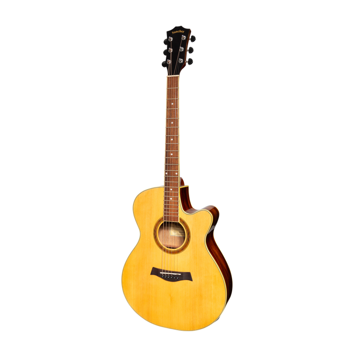 Sanchez Acoustic-Electric Small Body Cutaway Guitar Gloss (Spruce/Rosewood)