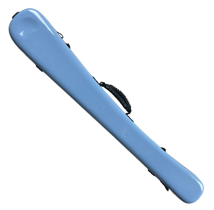 Vivo Bass Bow Case German or French Fits 2 Bows - Polycarbonatew Rosin Bag -Baby Blue