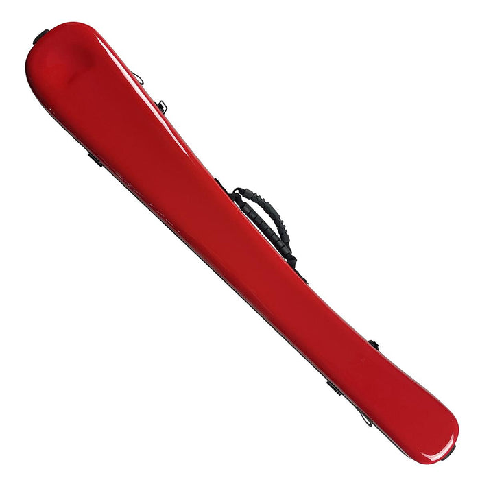 Vivo Bass Bow Case German or French Fits 2 Bows - Polycarbonatew Rosin Bag -Cherry Red