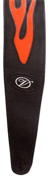Vorson Black Leather Guitar Strap with Stitched Orange Flame Design Look Awesome with Vorson!