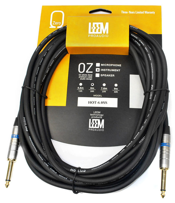 Leem 10ft Hotline Instrument Cable (1/4" Straight Plug - 1/4" Right-angled Plug)