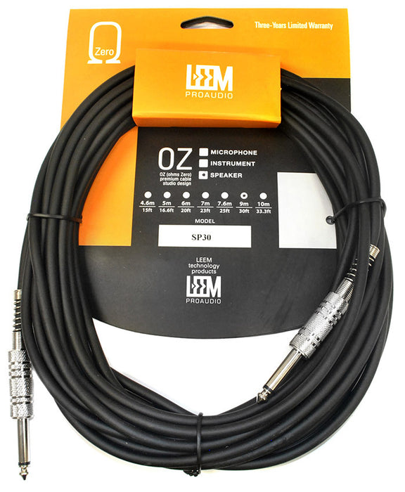 Leem 30ft Speaker Cable (1/4" Straight TS - 1/4" Straight TS)