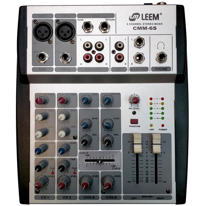 Leem CMM-6S Ultra-low noise 6-Channel Mic/Line Mixer Balanced Inputs for High Signal Integrity