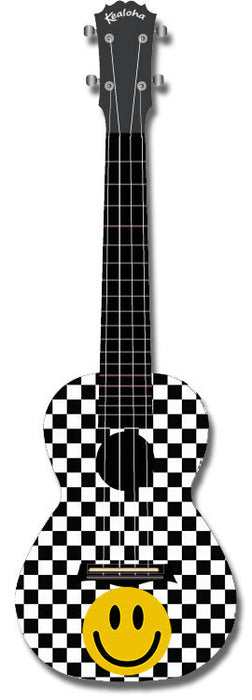 KEALOHA CONCERT UKULELE CHECKER W/SMILEY FACE