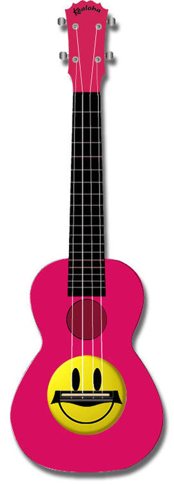 KEALOHA CONCERT UKULELE PINK W/SMILEY FACE