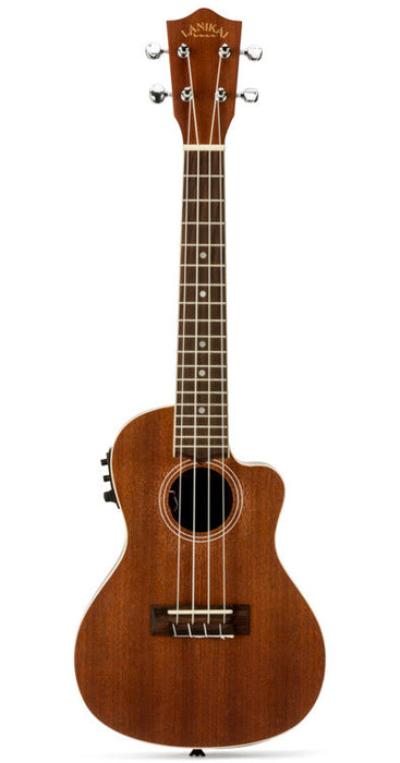 Lanikai Mahogany Series Concert AC/EL Ukulele in Natural Satin Finish with Lanikai Standard Gig Bag