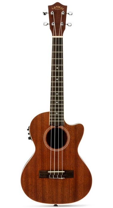 Lanikai Mahogany Series Tenor AC/EL Ukulele in Natural Satin Finish with Lanikai Standard Gig Bag