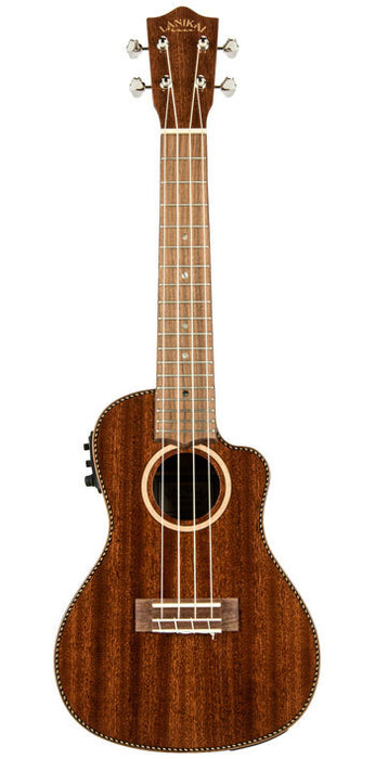 Lanikai Mahogany Series All Solid Concert AC/EL Ukulele in Natural Gloss Finish with Lanikai Polyfoam Case