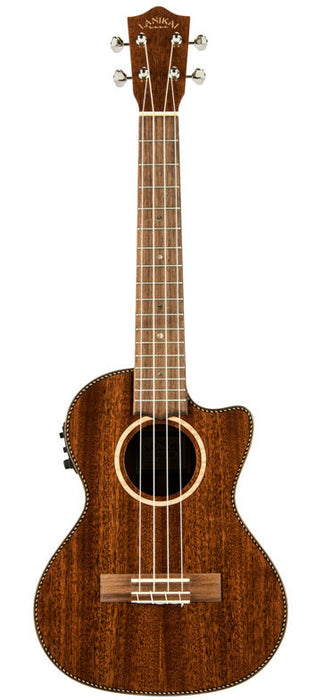 Lanikai Mahogany Series All Solid Tenor AC/EL Ukulele in Natural Gloss Finish with Lanikai Polyfoam Case