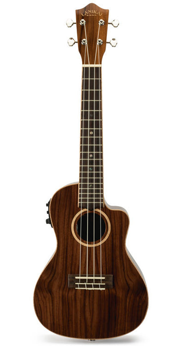 Lanikai Morado Series All Solid Concert AC/EL Ukulele in Natural Gloss Finish with Lanikai Polyfoam Case