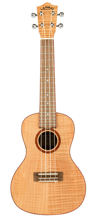 Lanikai Flamed Maple Series Concert Ukulele in Natural Satin Finish with Lanikai Deluxe Gig Bag