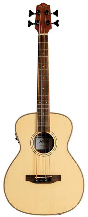 Lanikai Solid Spruce Top Series AC/EL Bass Ukulele in Natural Satin Finish with Lanikai Deluxe Gig Bag