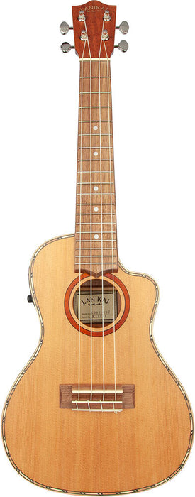 Lanikai Cedar Series Concert AC/EL Ukulele in Natural Satin Finish with Lanikai Deluxe Gig Bag