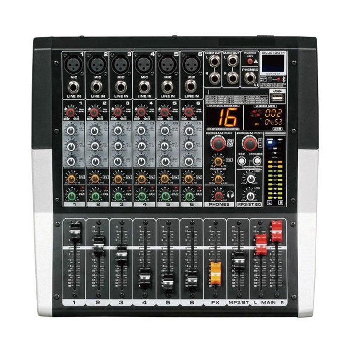 Leem LEP-6 Ultra-low noise 6-Channel Powered Mixer with Bluetooth Built-in 16 DSP Effects