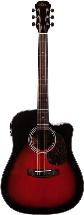 Aria ADW-01 Series Dreadnought AC/EL Guitar with Cutaway in Brown Sunburst Gloss Finish