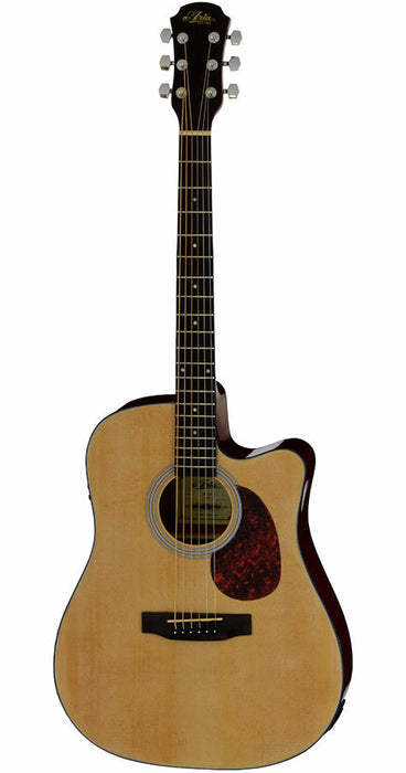 Aria ADW-01 Series Dreadnought AC/EL Guitar with Cutaway in Natural Gloss Finish