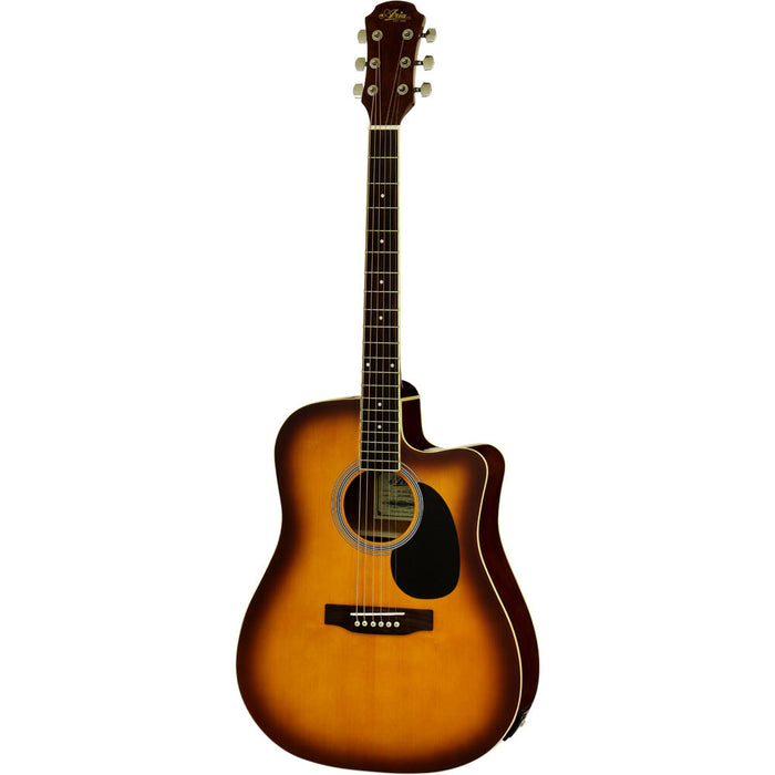 Aria AWN-15 Prodigy Series AC/EL Dreadnought Guitar with Cutaway in Tobacco Sunburst