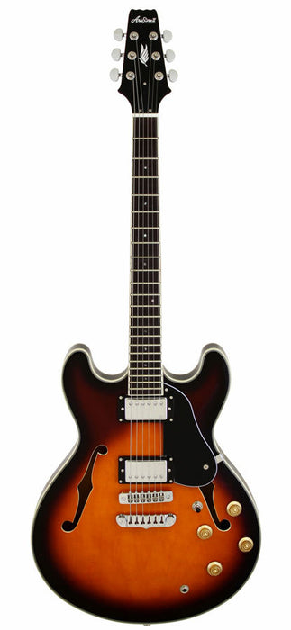 Aria TA-CLASSIC Semi-Hollow Electric Guitar in Brown Sunburst Gloss