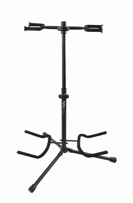 The Gator GFWGTR2000 Frameworks Double Guitar Stand with Heavy Duty Tubing and Instrument Finish Friendly Rubber Padding