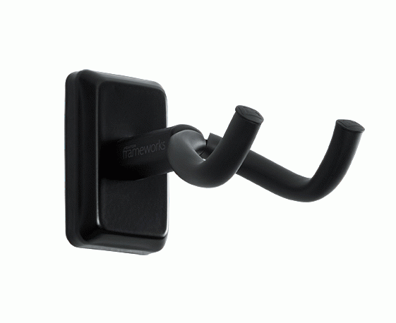 The Gator GFWGTRHNGRBLK Frameworks Wall Mounted Guitar Hanger with Black Mounting Plate