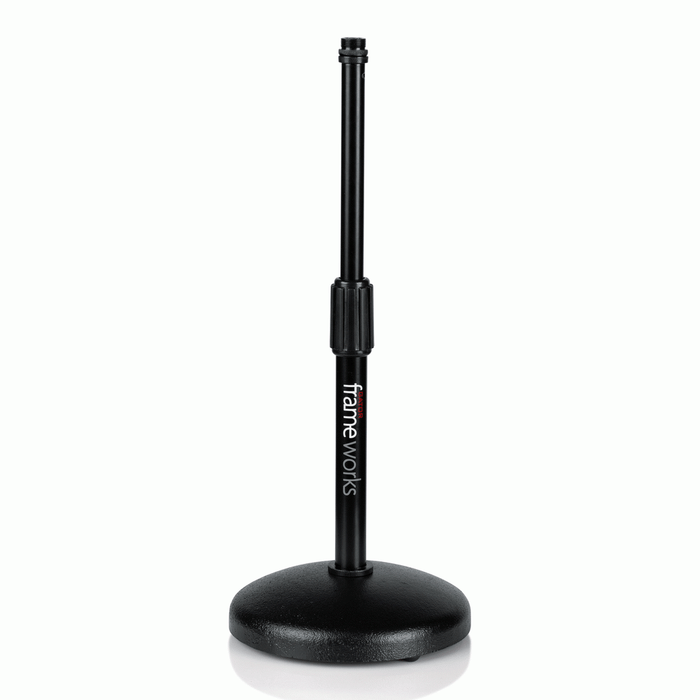 The Gator GFWMIC0501 Desktop Microphone Stand with Round Weighted Base & Adjustable Height