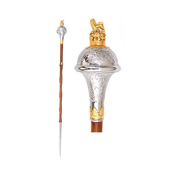 CEREMONIAL MACE 60 W SILVER AND GOLD HEAD
