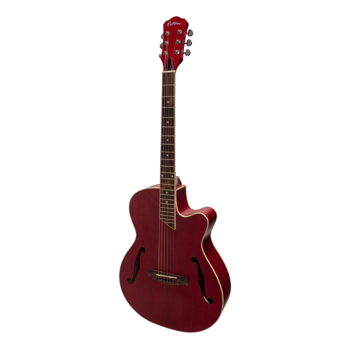 Martinez Jazz Hybrid Acoustic-Electric Small Body Cutaway Guitar (Red)