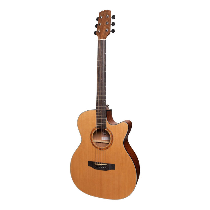 Martinez 'Natural Series' Cedar Top Acoustic-Electric Small Body Cutaway Guitar (Open Pore)