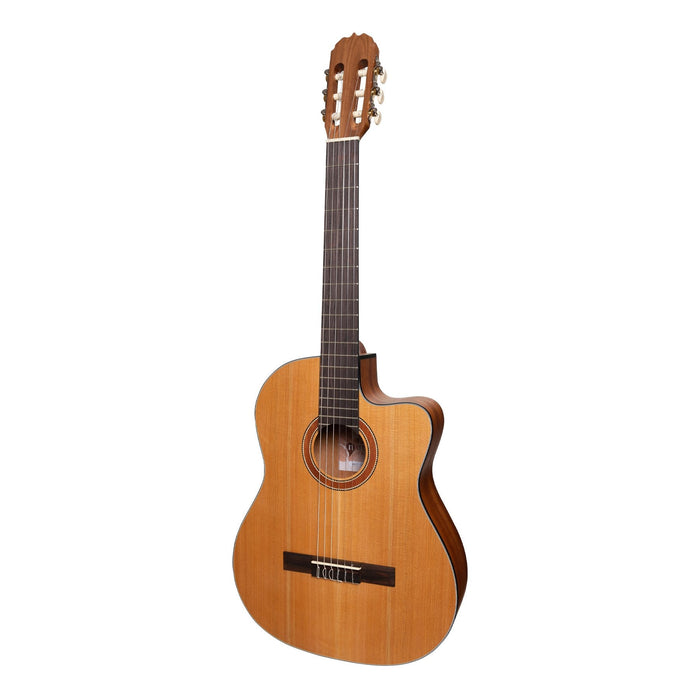 Martinez 'Natural Series' Solid Cedar Top Acoustic-Electric Classical Cutaway Guitar (Open Pore)