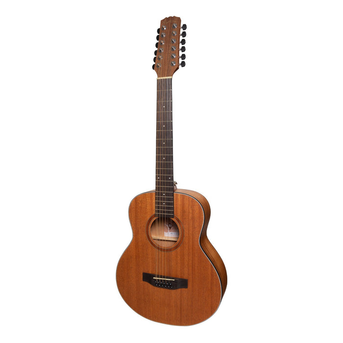 Martinez 'Natural Series' Solid Mahogany Top 12-String Acoustic-Electric Mini Short Scale Guitar (Open Pore)