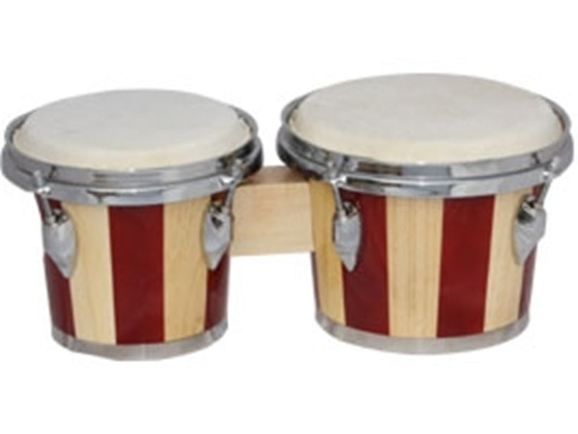 Percussion Plus 6 & 7" Wooden Bongos in 2-Tone Gloss Natural Lacquer Finish