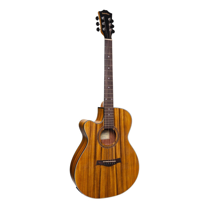 Sanchez Left Handed Acoustic-Electric Small Body Cutaway Guitar (Koa)